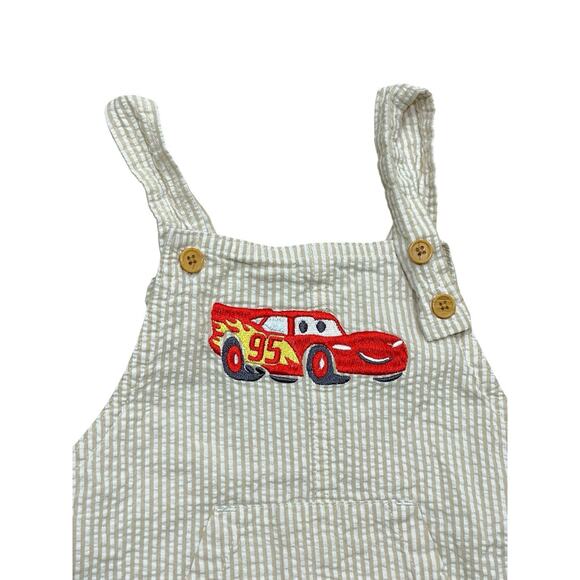 Disney Baby Overalls Boys 24 Months 24M Lightning McQueen Pixar Cars Seersucker - Picture 4 of 4